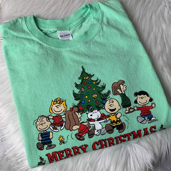 Gildan Tops Peanuts Merry Xmas Tee Shirt Snoopy Poshmark